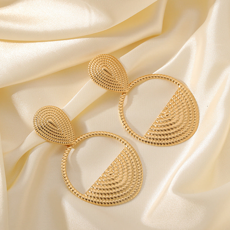 Gold Geometric Ring Earrings – Stainless Steel Trendy Jewelry for Women