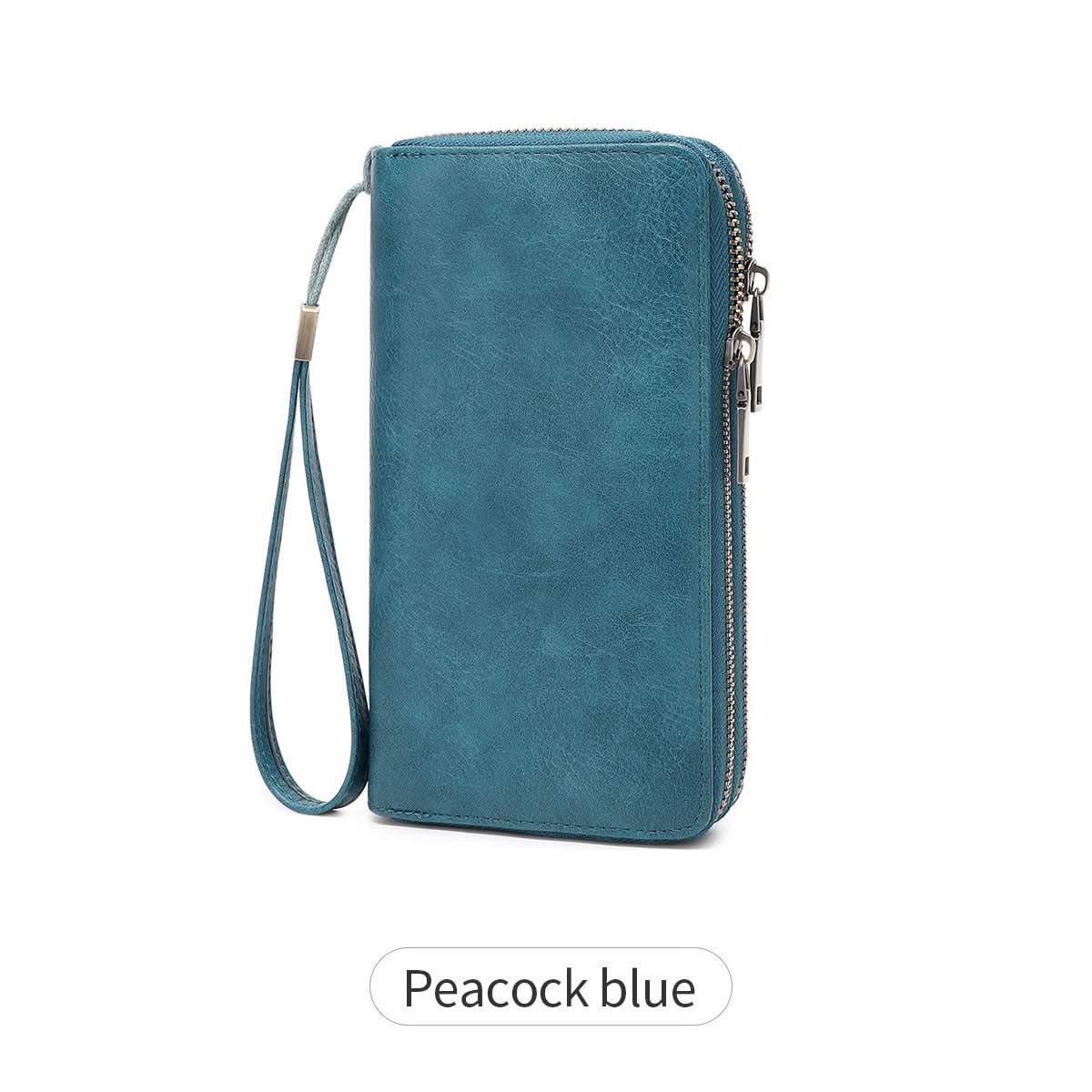 Men's RFID Blocking PU Leather Wallet – Double Zipper Clutch