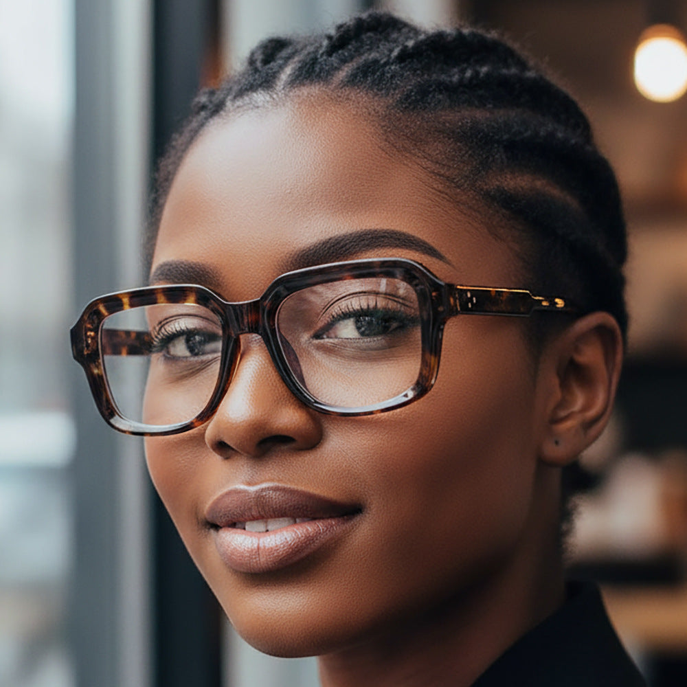 Square Blue Light Blocking Eyeglasses Frame – Minimalist Studded Design, Fashion Sunglasses for Everyday Wear