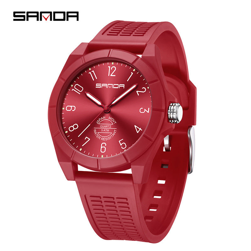 Sanda Luminous Student Quartz Watch – Silent Waterproof Exam Wristwatch for Teens