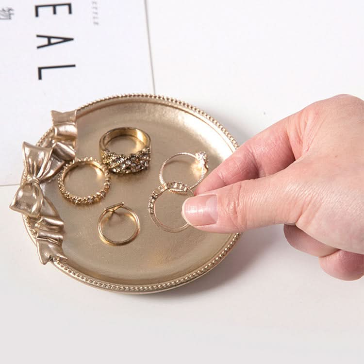 Resin Bow Jewelry Dish - Metal Earring Tray & Storage Box