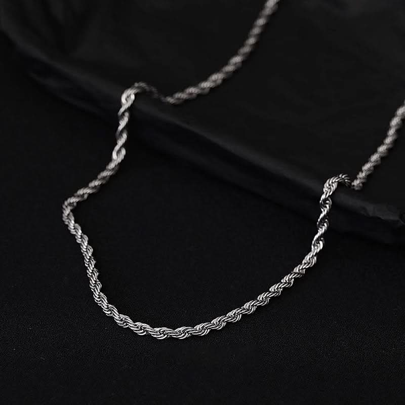 Men’s Minimalist Titanium Steel Twist Chain Necklace – Durable