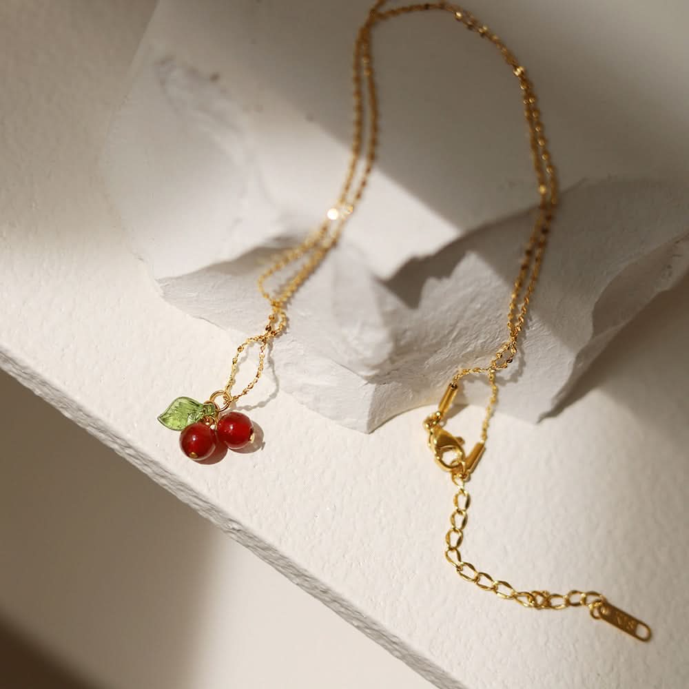 Sweet Red Cherry Chalcedony Necklace – For Women