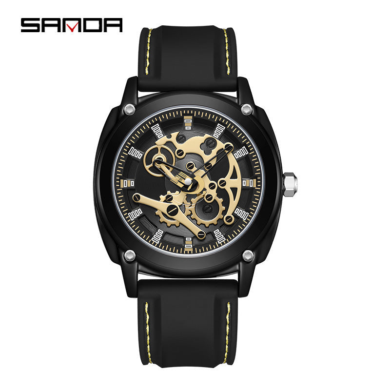 Sanda Men’s Outdoor Quartz Watch – Silicone Strap, Waterproof Shockproof Sports Watch