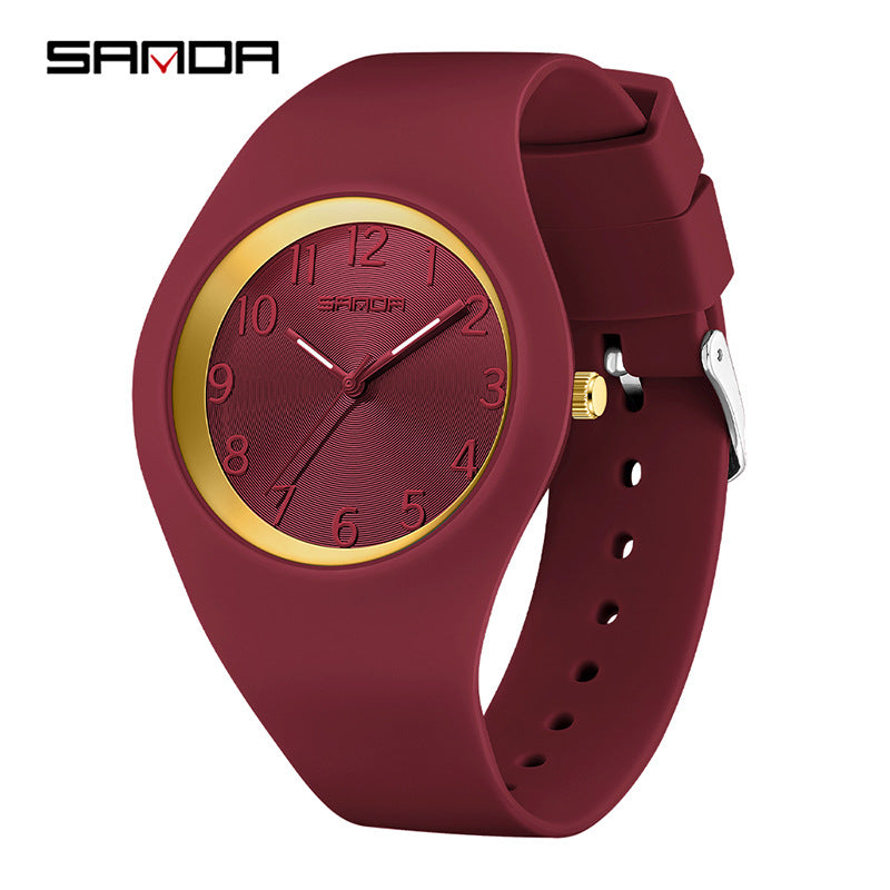 Sanda Slim Sports Watch – Waterproof Silicone Quartz Watch for Men and Women