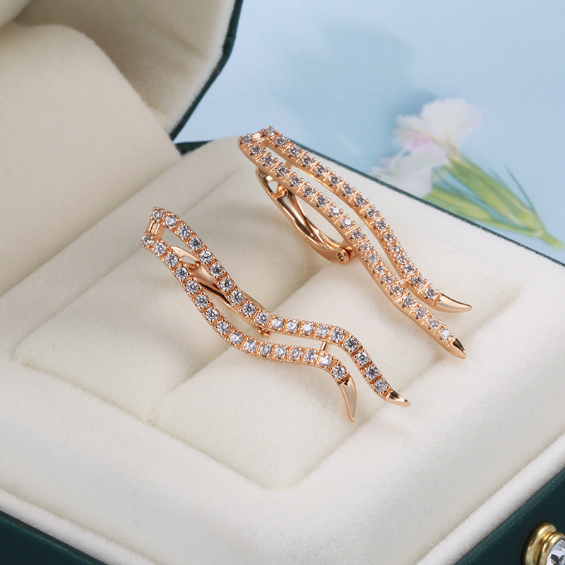 Rose Gold Zircon Earrings – Korean Style Geometric Jewelry