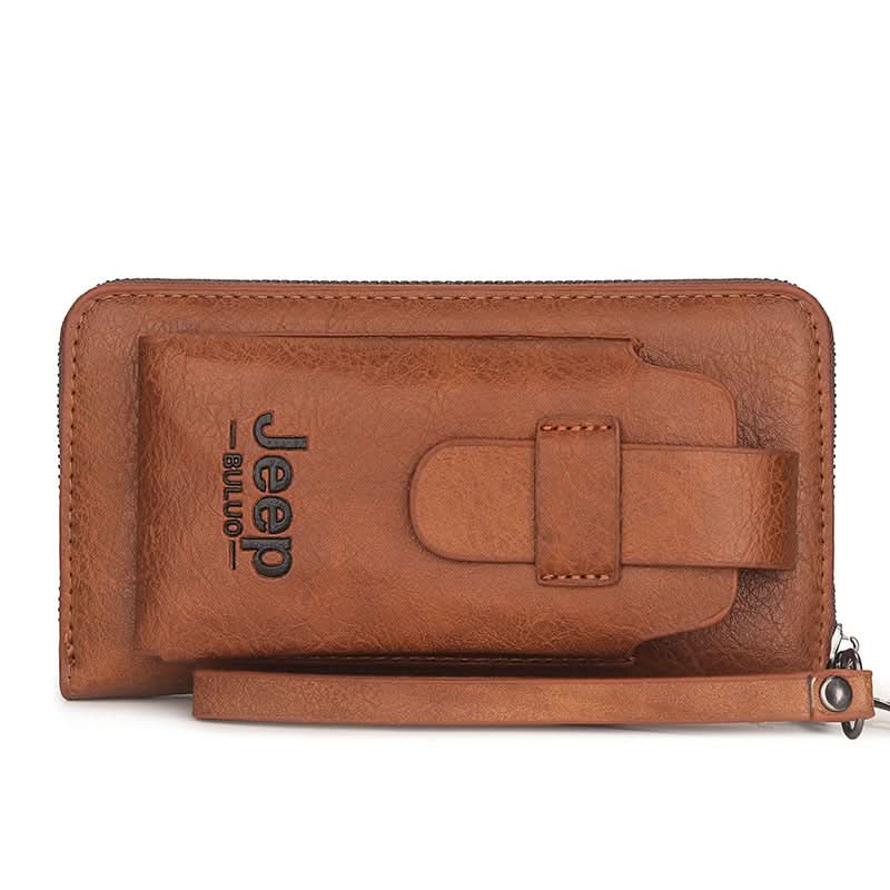 Men's PU Leather Wallet Clutch – Phone Bag with Zipper Closure
