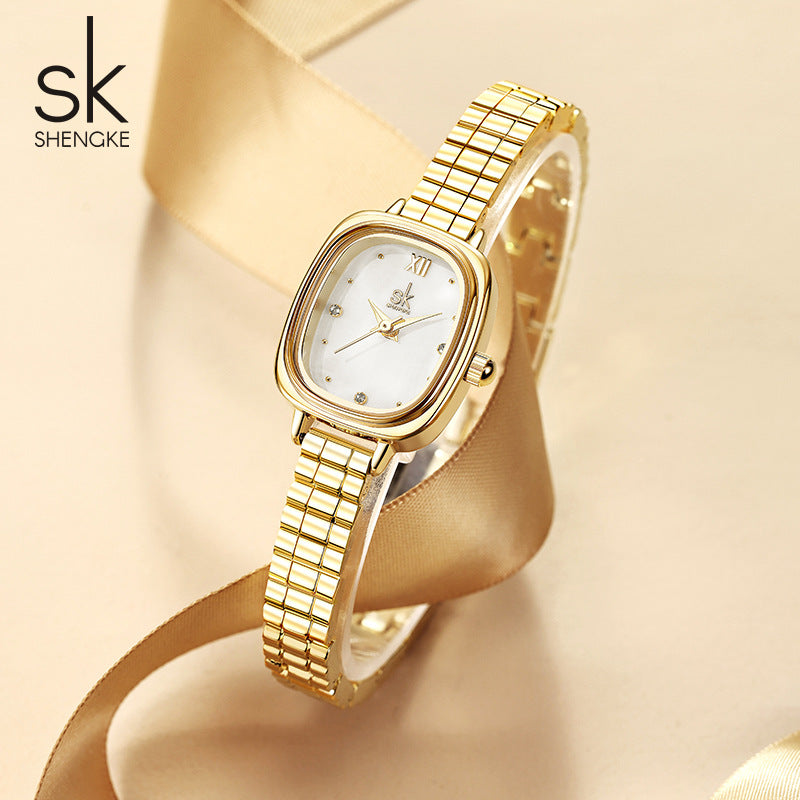 SK Women’s Quartz Watch – Small Square Dial, 30M Waterproof Fashion Wristwatch