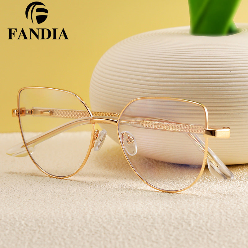 Women’s Ultra-Light Metal Butterfly Glasses Frame – Anti-Blue Light & UV Protection