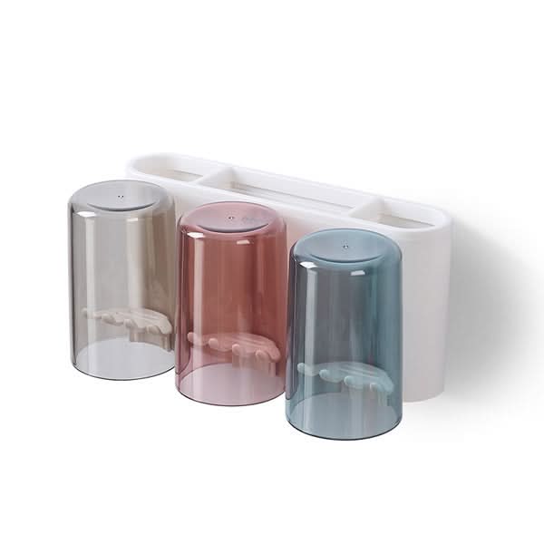 Wall-Mounted Toothbrush & Mouthwash Cup Holder – Punch-Free Storage Rack
