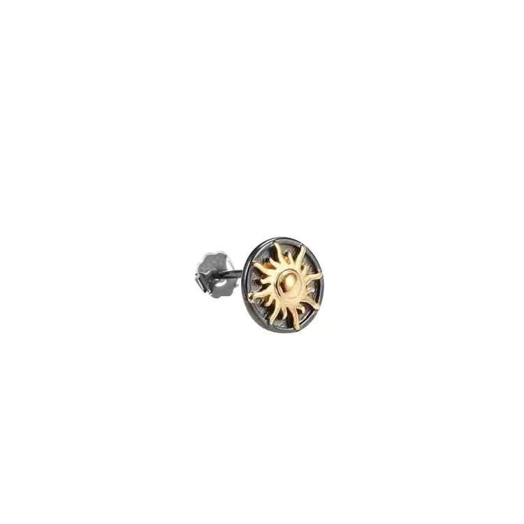 Sun & Moon Stud Earrings – Silver-Gold Unisex Fashion Jewelry