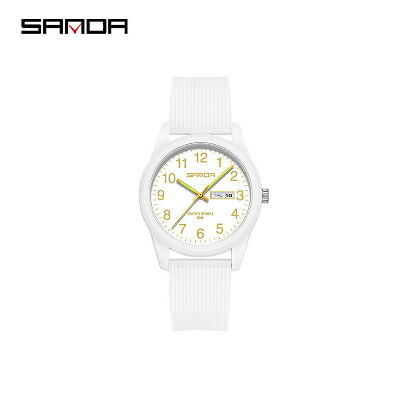 Sanda Dual Calendar Couple Quartz Watch – Waterproof Fashion Watch for Men & Women
