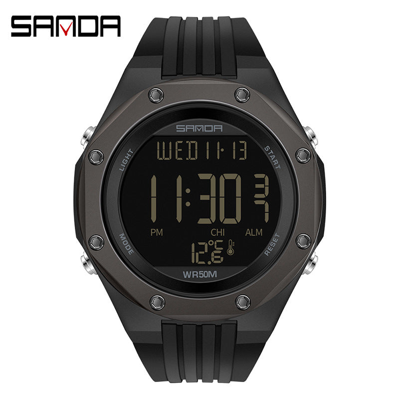 Sanda Men’s Dual Display Luminous Sports Watch – Waterproof Electronic Timepiece