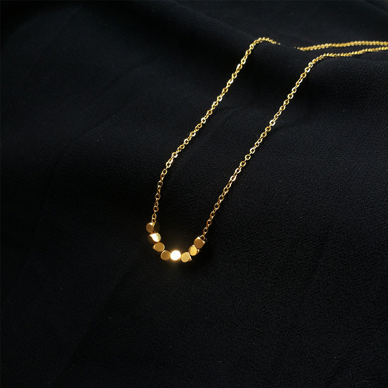 Minimalist Gold Titanium Steel Necklace – Geometric Square Pendant for Women