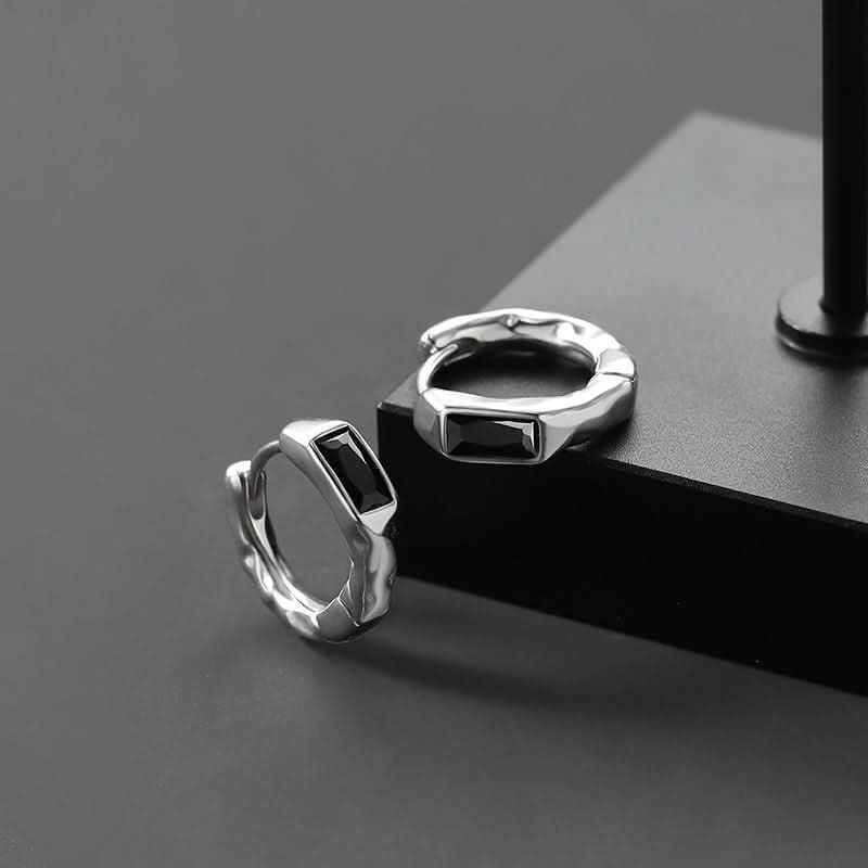 Men’s Black Hoop Earrings - Non-Pierced Ear Clips