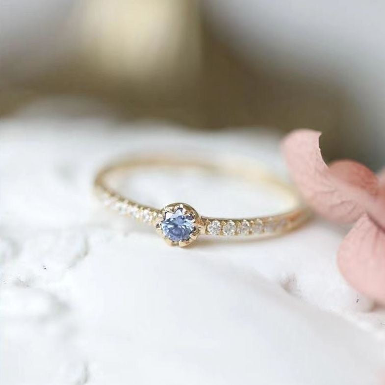 Elegant Blue Tanzanite Adjustable Ring for Women – Light Luxury Zircon Inlaid Jewelry