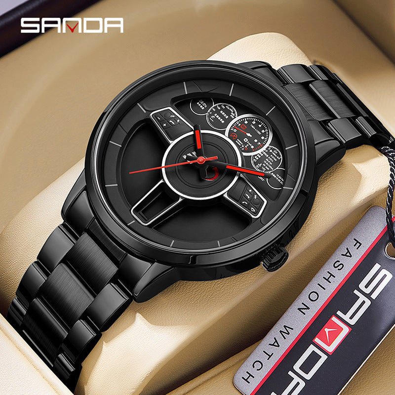 SANDA Men’s Casual Quartz Watch – Waterproof Stainless Steel Business Wristwatch