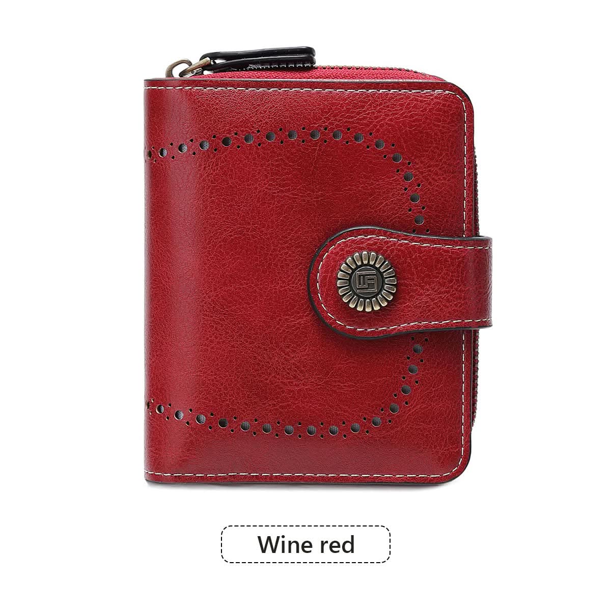 Women's Retro Short Wallet – Hollow Design PU Leather, Zipper & Buckle Closure