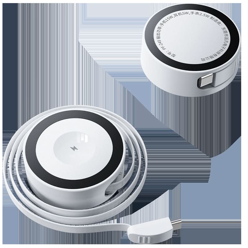 3-in-1 Wireless Charger with Retractable Cable – MagSafe-Compatible