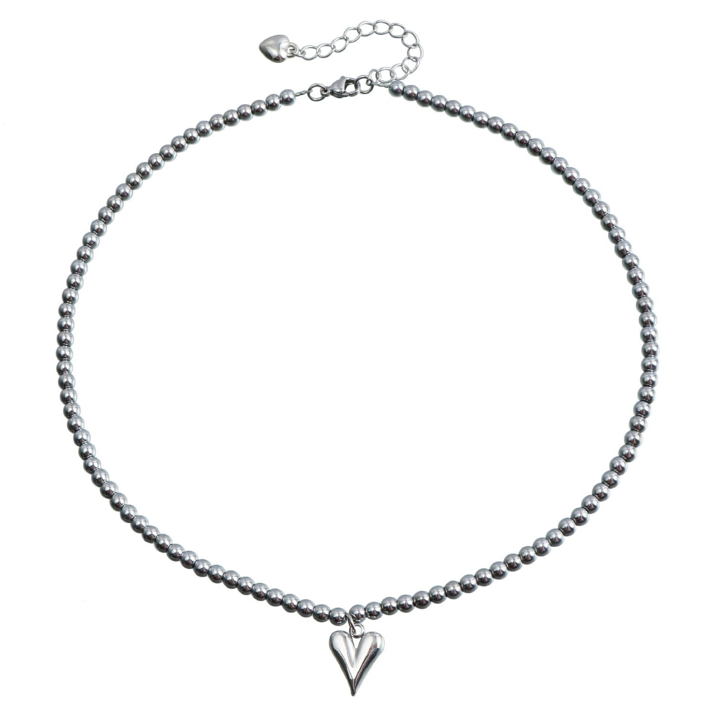 Silver Heart Pendant Necklace – Trendy Titanium Steel Clavicle Chain for Women