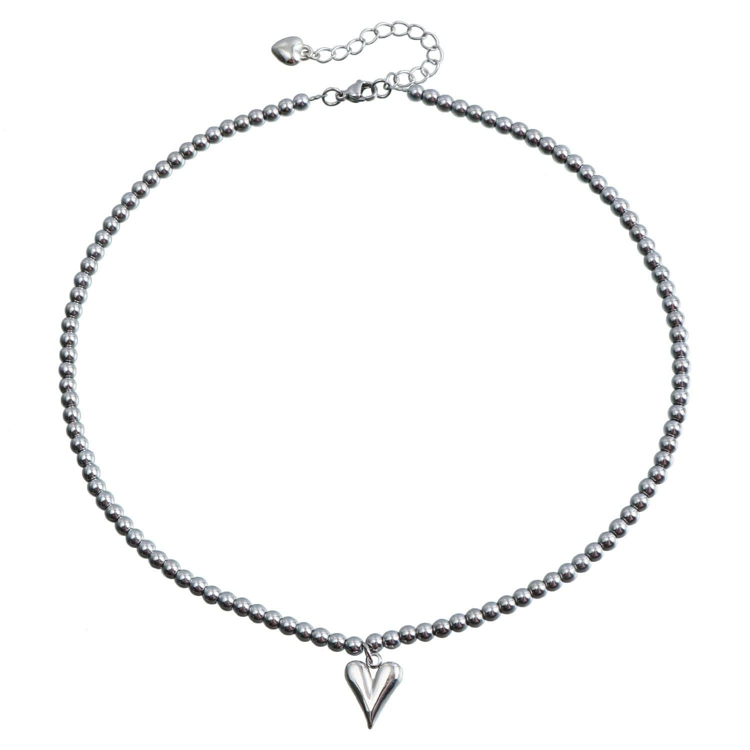 Silver Heart Pendant Necklace – Trendy Titanium Steel Clavicle Chain for Women