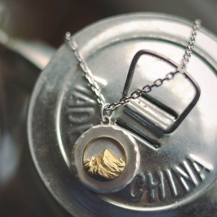 Men's Titanium Steel Necklace – Golden Mountain Pattern Pendant