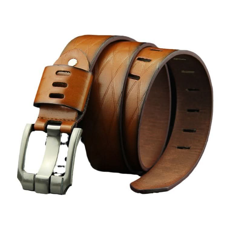 Men's Retro Pin Buckle Belt - Embossed Imitation Leather Casual Belt