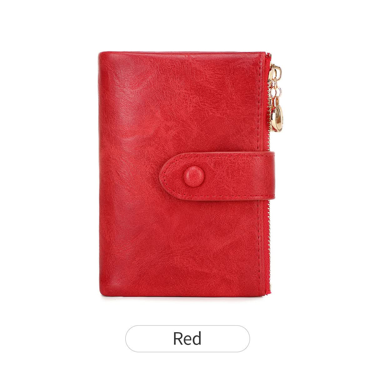 Women's Double Zipper Trifold Wallet – Multi-Card Slot Wallet