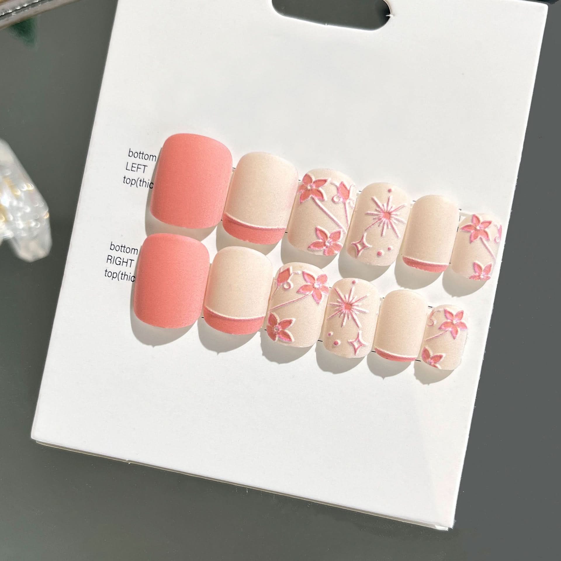 Wearable Embossed Short Bride Nail Art – Finished 3D False Nail Stickers