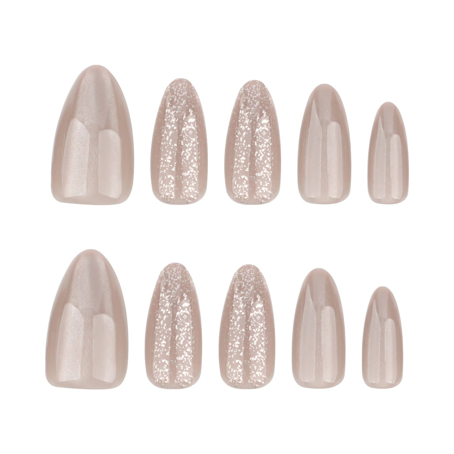 Reusable Short Almond Press-On Nails – Elegant Beige Fake Nails