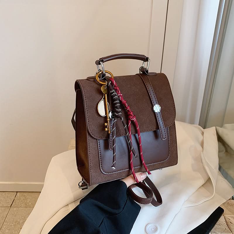 Women's Retro Leather Backpack – Stylish Multifunctional Bag with Handle