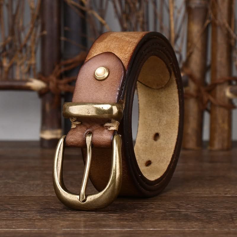 Men's Vintage Retro Leather Belt – Pin Buckle