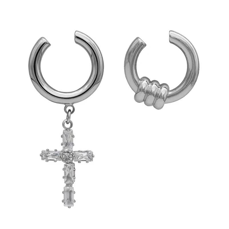 Men’s Cross Clip-On Earrings – No Piercing Needed U-Shape Design