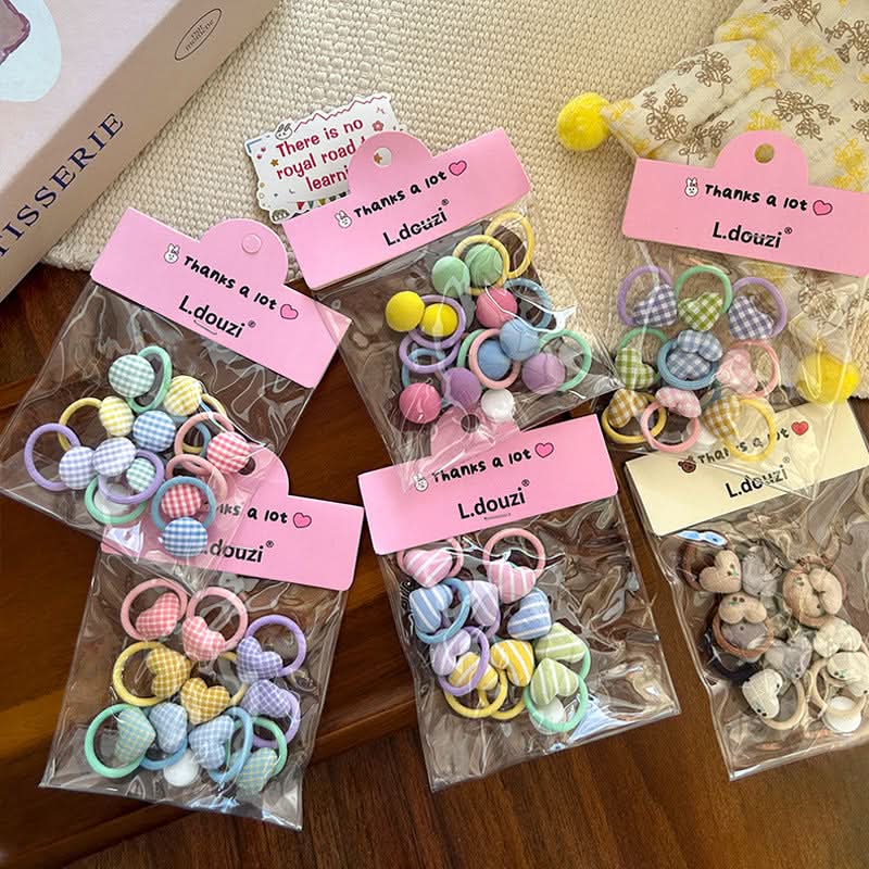 Checkered Heart Hair Ties for Girls  – High Elastic Baby Hair Ropes