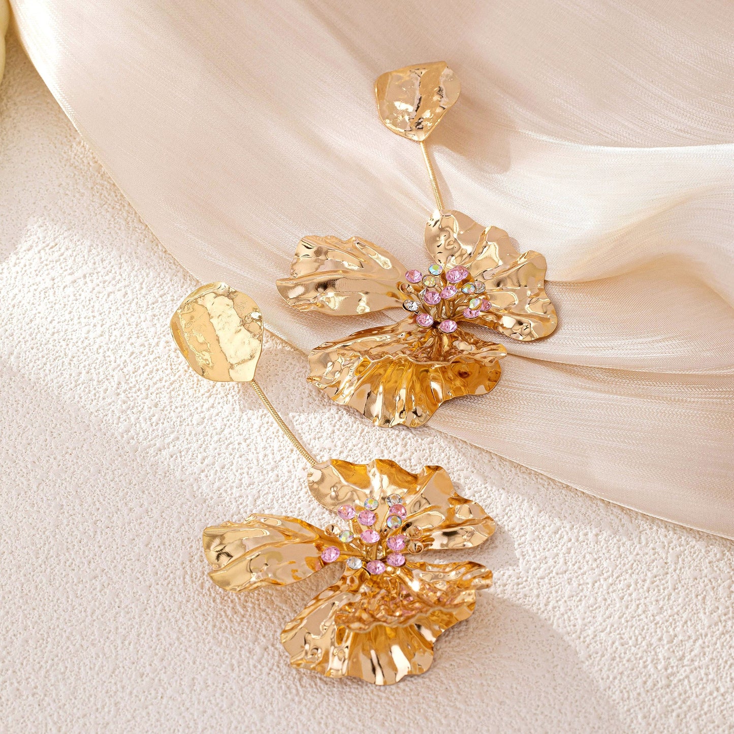 Elegant Flower Statement Earrings for Women – Alloy Large Floral Party Jewelry