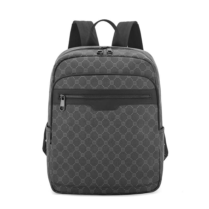 Men’s Large-Capacity PU Leather Backpack – 15-Inch Laptop Travel Bag