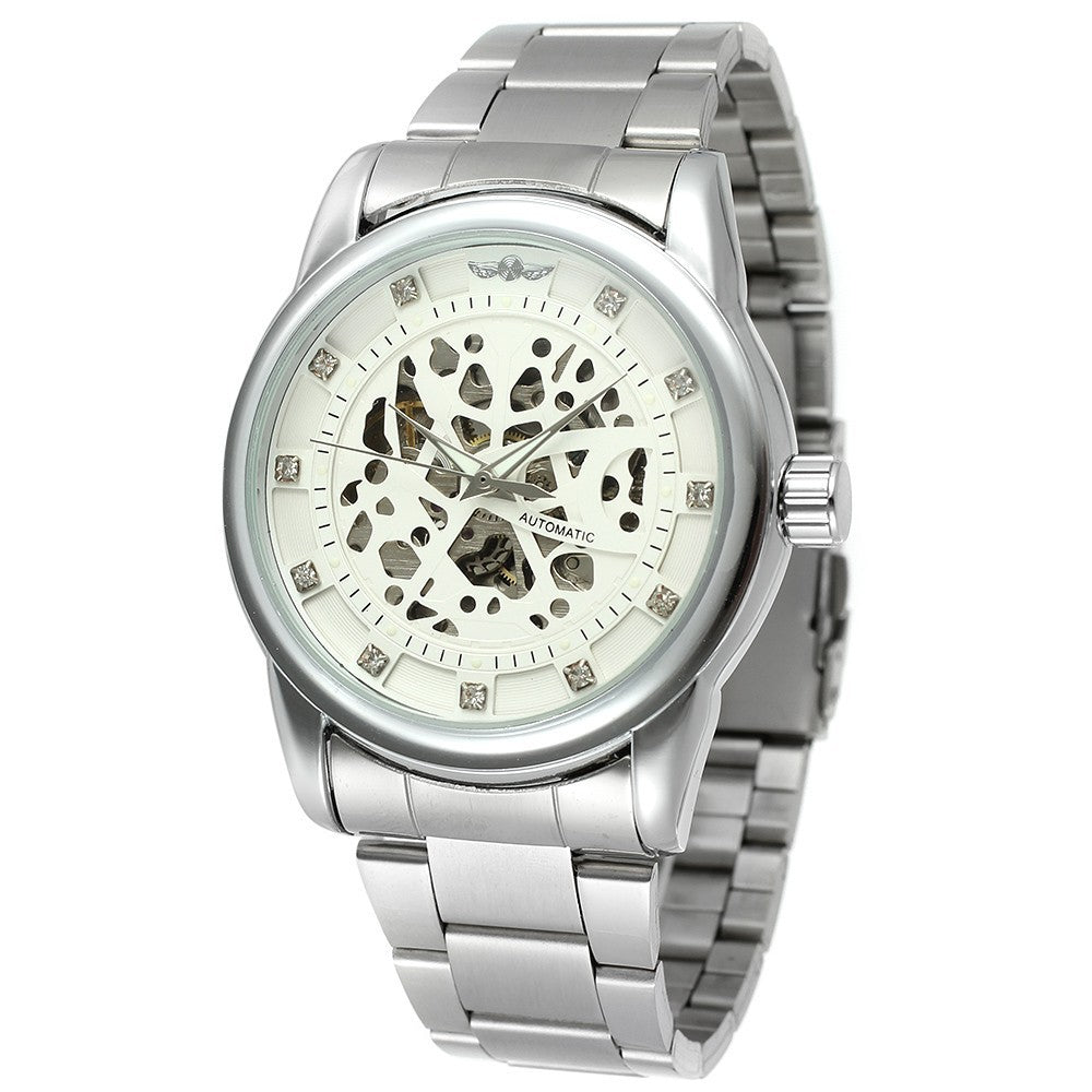 Winner Automatic Mechanical Watch for Men – Retro Style Stainless Steel Band Timepiece