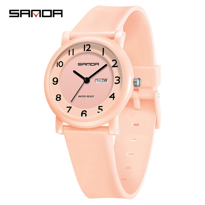 Sanda Kids Quartz Watch – Waterproof Dual Calendar Analog Watch for Students