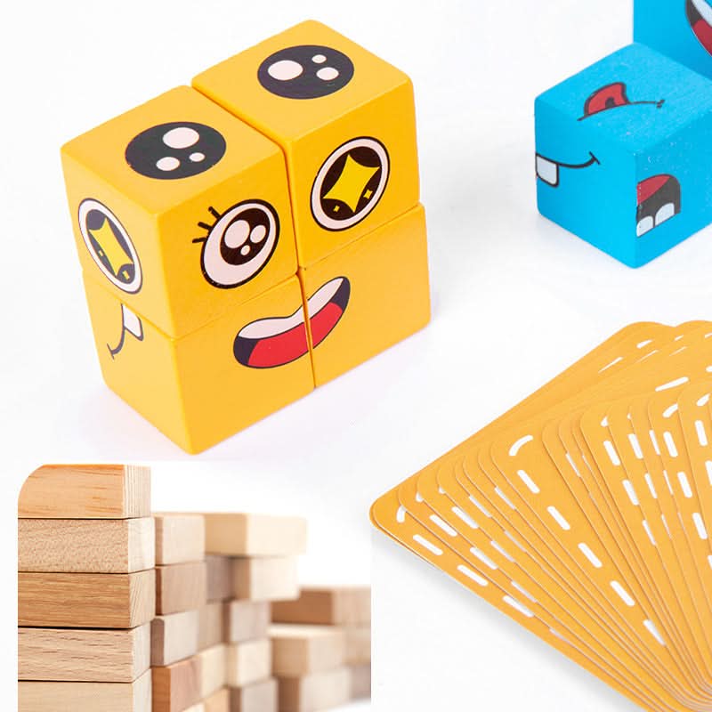 Face-Changing Wooden Puzzle Cube Game Toy