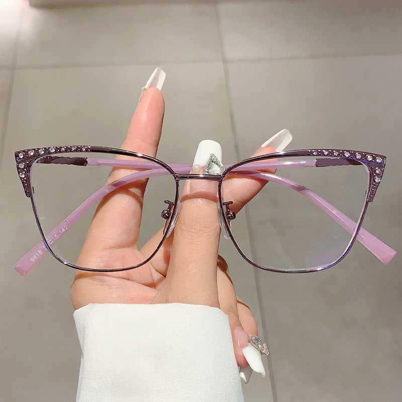 Cat-Eye Anti-Blue Light Glasses for Women – Diamond-Accented Full Frame Eyewear