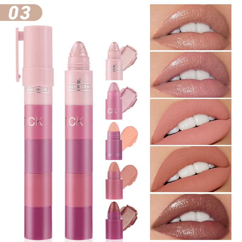 DIMSHOW 5-Color Eyeshadow Stick Set – Waterproof, Pearlescent & Matte, Easy Blend