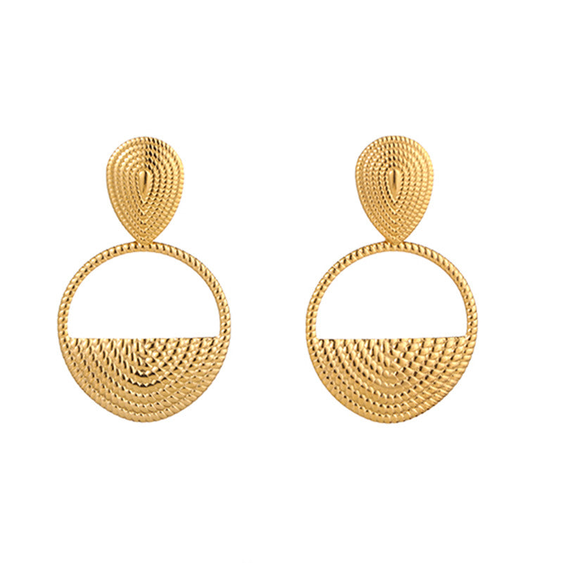 Gold Geometric Ring Earrings – Stainless Steel Trendy Jewelry for Women