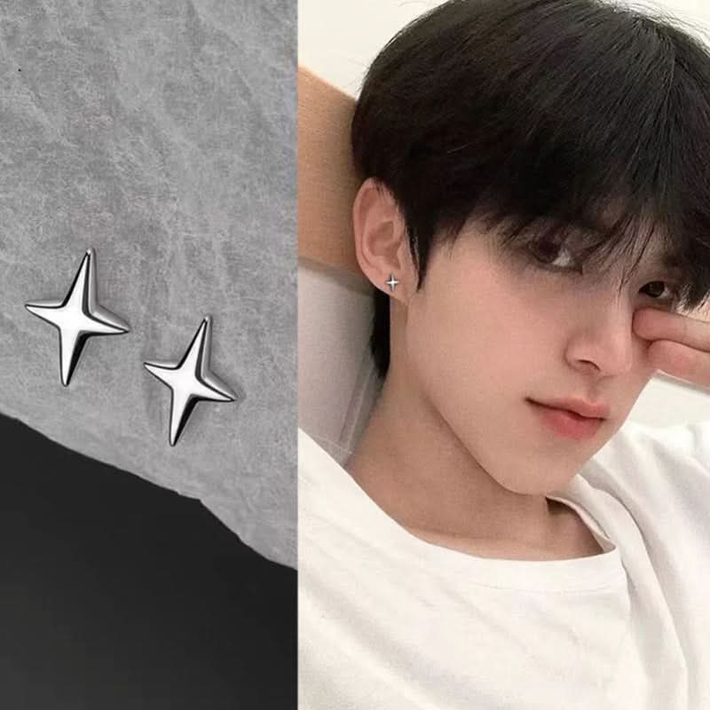 Unisex Star Earrings – Minimalist Silver Geometric Mini Earrings