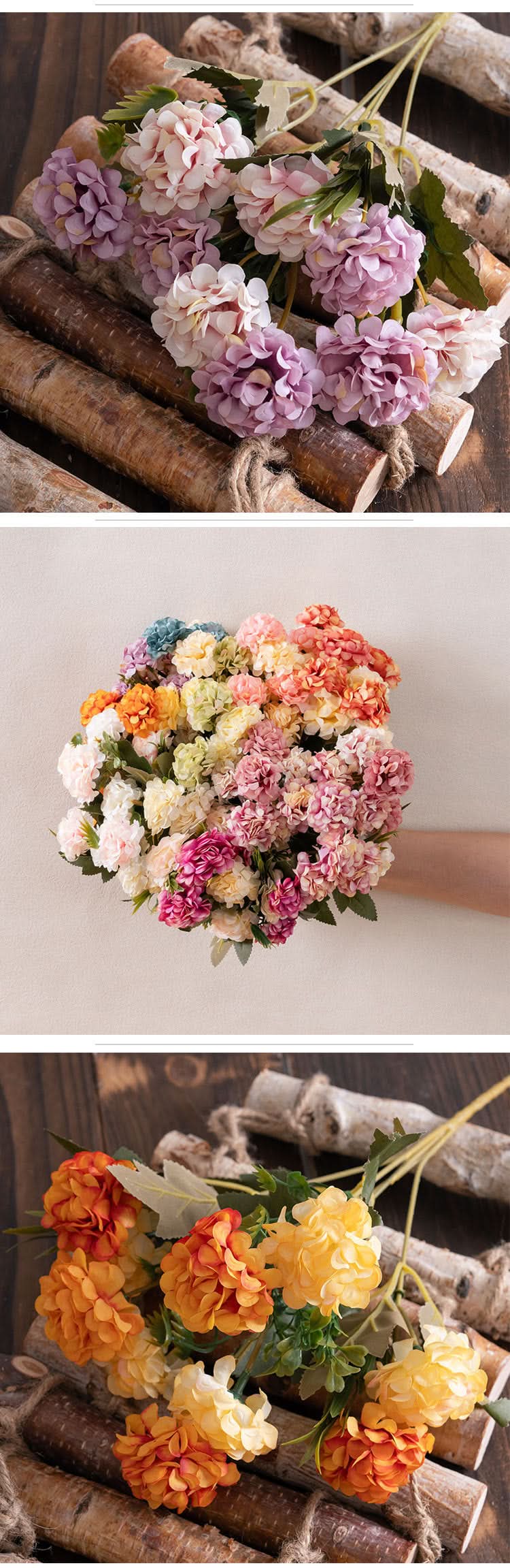 Set of 2 pcs. Ball Chrysanthemum Artificial Flower Bunch
