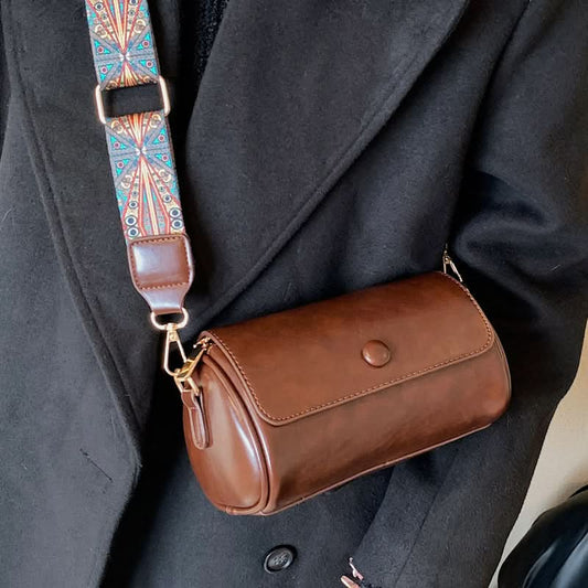 Women's Retro Cylindrical Messenger Bag – With Wide Shoulder Strap