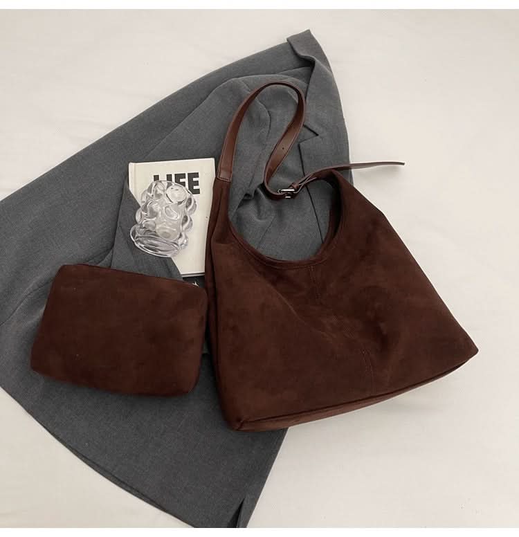 Women's Trendy Suede Bucket Bag – Retro Shoulder Tote for Women