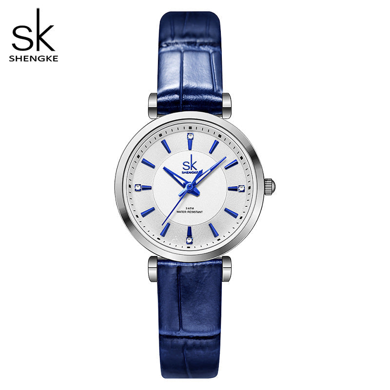 SK Women’s Business Quartz Watch – Diamond Accent, Thin Strap, 30M Waterproof
