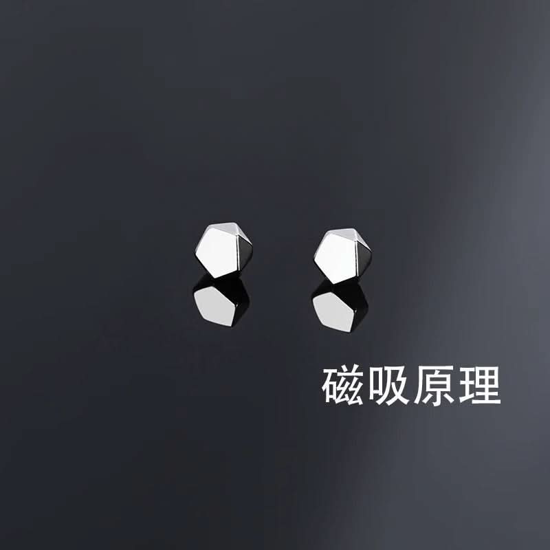 Men’s Hexagonal Magnetic Ear Clip – Non-Piercing Geometric Earrings