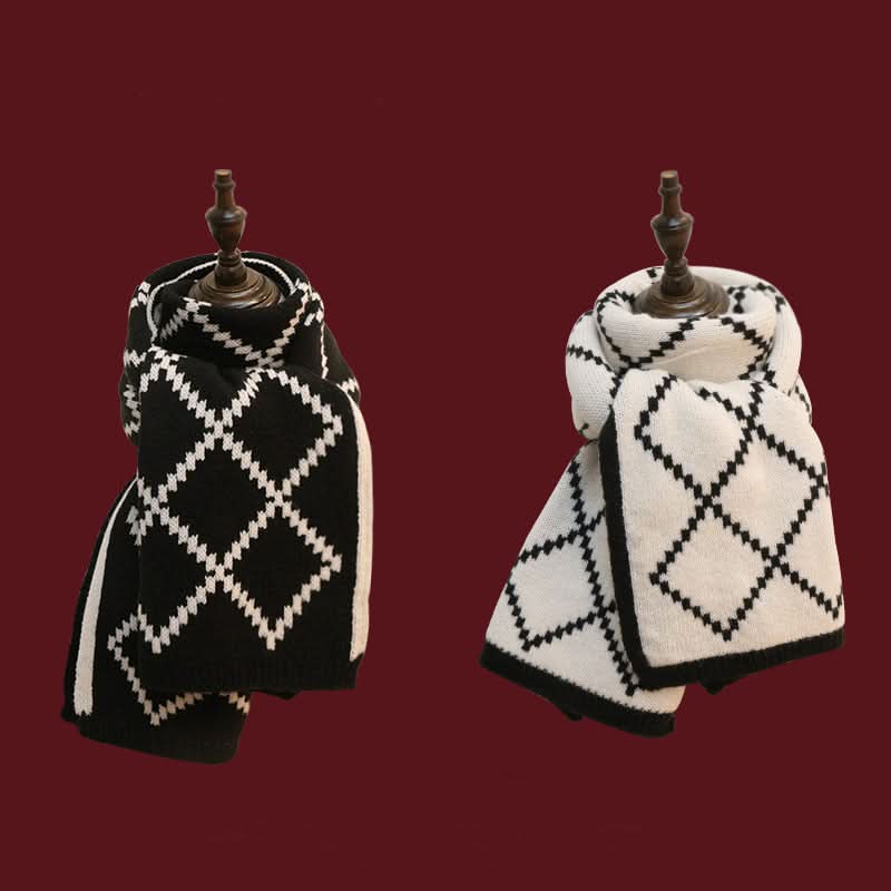 Reversible Korean Knitted Wool Scarf for Women - Warm Winter