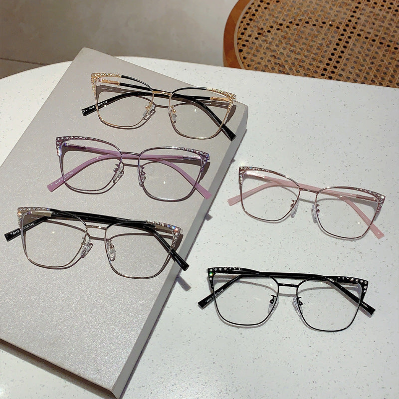 Cat-Eye Anti-Blue Light Glasses for Women – Diamond-Accented Full Frame Eyewear